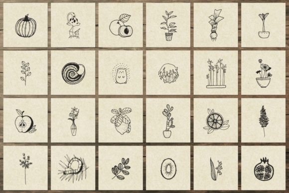 150 Handdrawn Elements Naturei II - Vector Designs