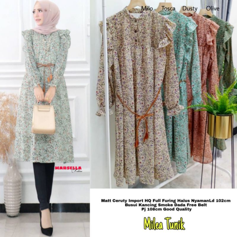 BAJU TUNIK LENGAN PANJANG MILEA TUNIK BAHAN CERRUTY