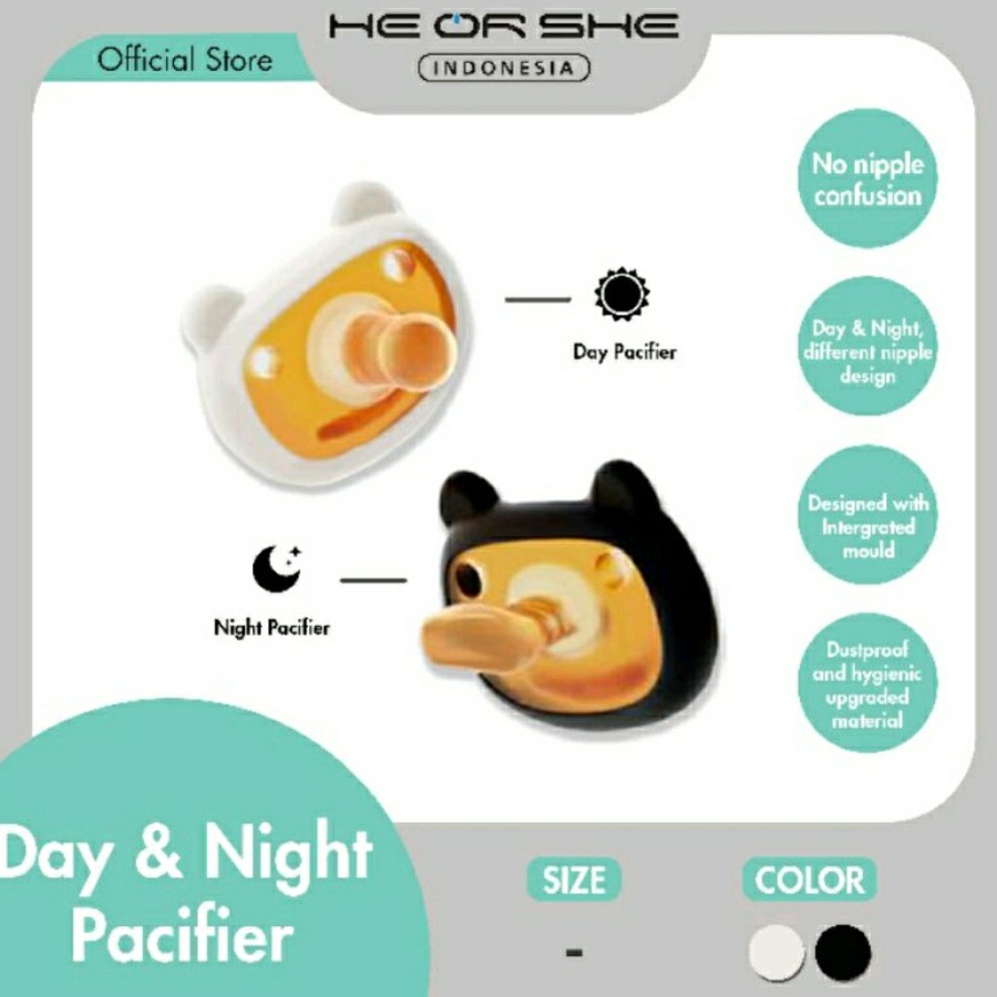 HE OR SHE DAY &amp; NIGHT PACIFIER - EMPENG BAYI DOT HEORSHE