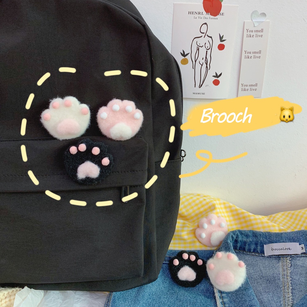 Bros Pin Bentuk Kartun Cakar Kucing Bahan Plush Warna-Warni Untuk Wanita