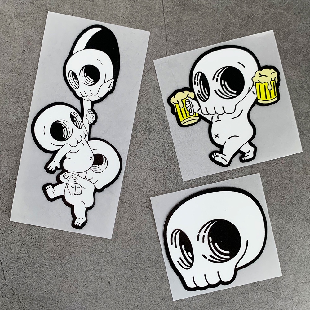 Tengkorak Stiker Skeleton Knight Sepeda Motor Reflektif Stiker Depan Skuter Fender Stiker