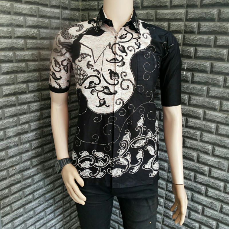 BAJU BATIK PRIA DISTRO MOTIF WAYANG CILIK SIZE S M L XL XXL