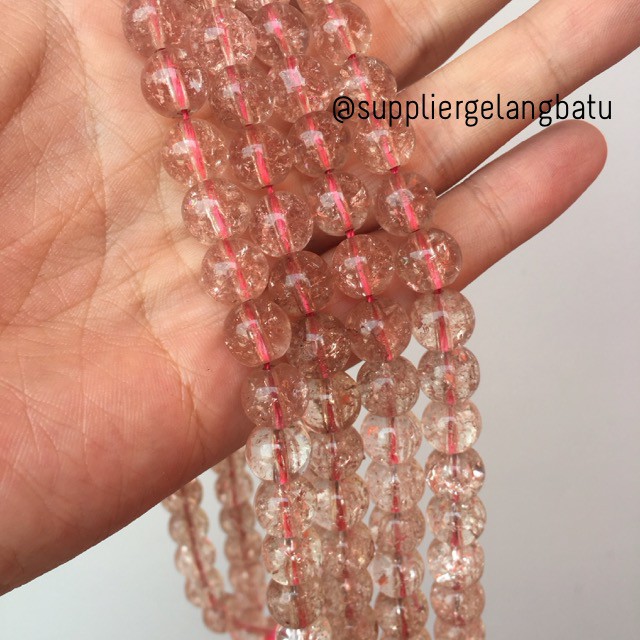 semi stone rutilated kuarsa quartz bintik 10mm renceng gelang kalung bead manik manik batu craft DIY