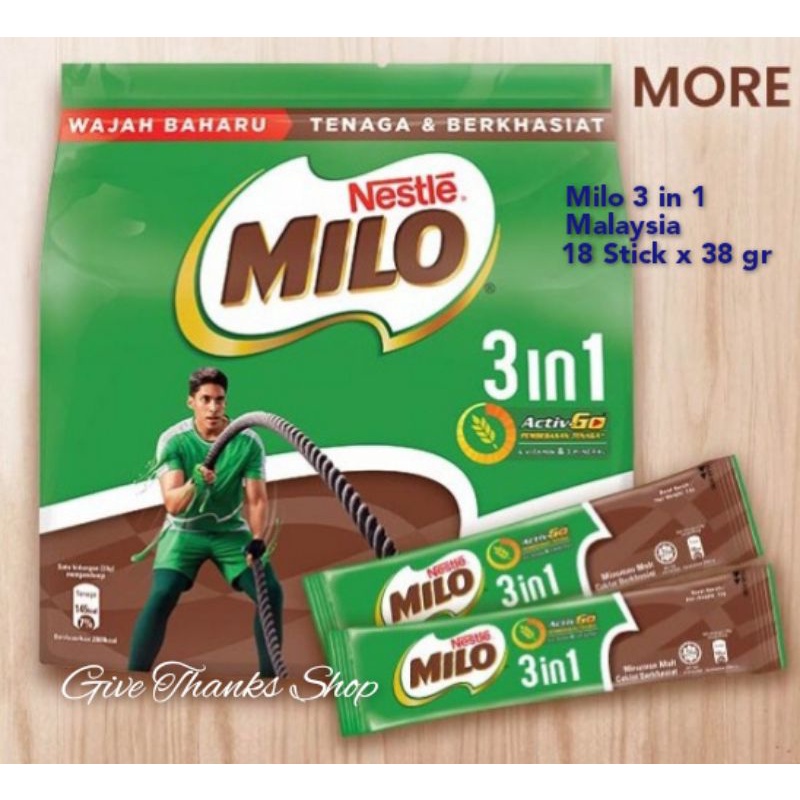 

Milo 3 in 1 sachet Malaysia - 18 pack