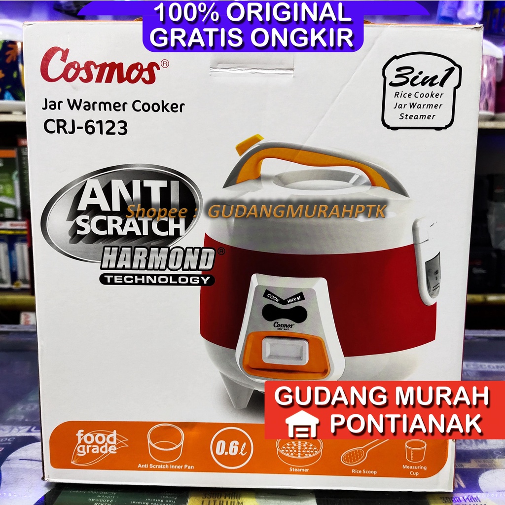Ricecooker COSMOS ANTI GORES CRJ-6123 Penanak Nasi Magic Com serbaguna memasak dan menghangatkan