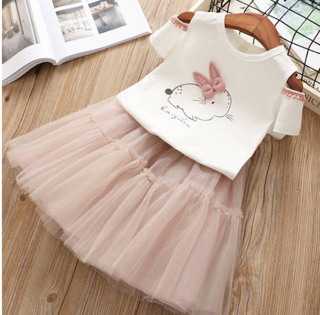 Setelan Bunny Bayi Anak Perempuan Impor / Atasan Dress Tutu Anak Cewek / Dress Bayi Newborn