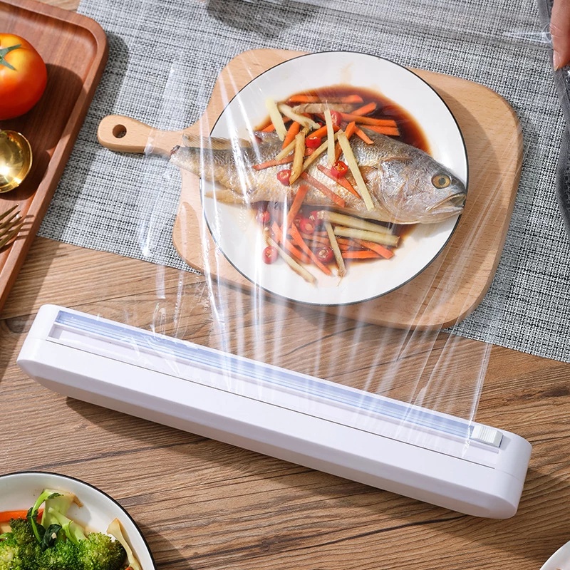 Professional ABS Cling Film Cutter / Adjustable Food Wrap Storage Dispenser