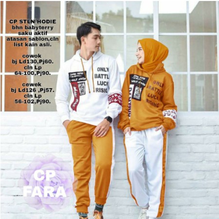 SET CP FARA HOODIE BAJU COUPLE TRAINING JUMBO baju olahraga muslimah kekinian setelan terbaru