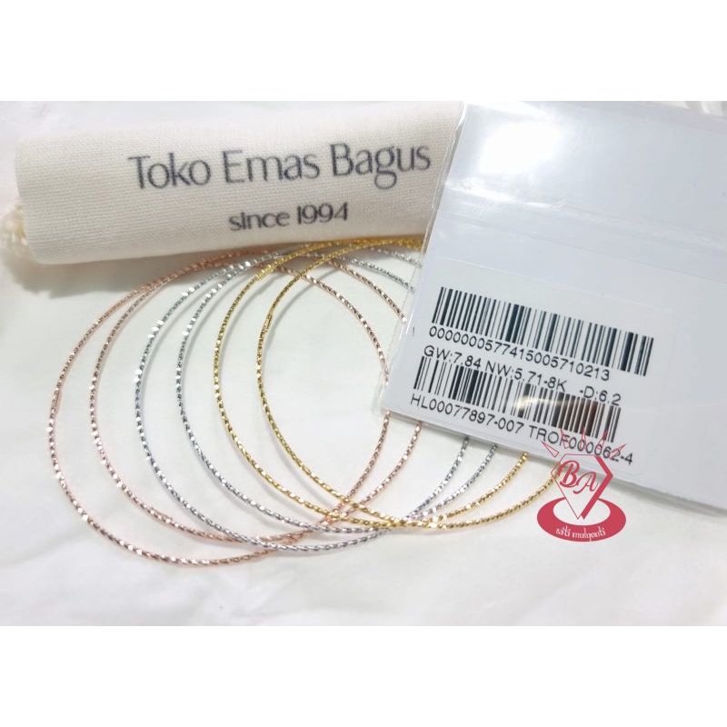 Gelang emas asli 3 warna variasi kadar 375/8k