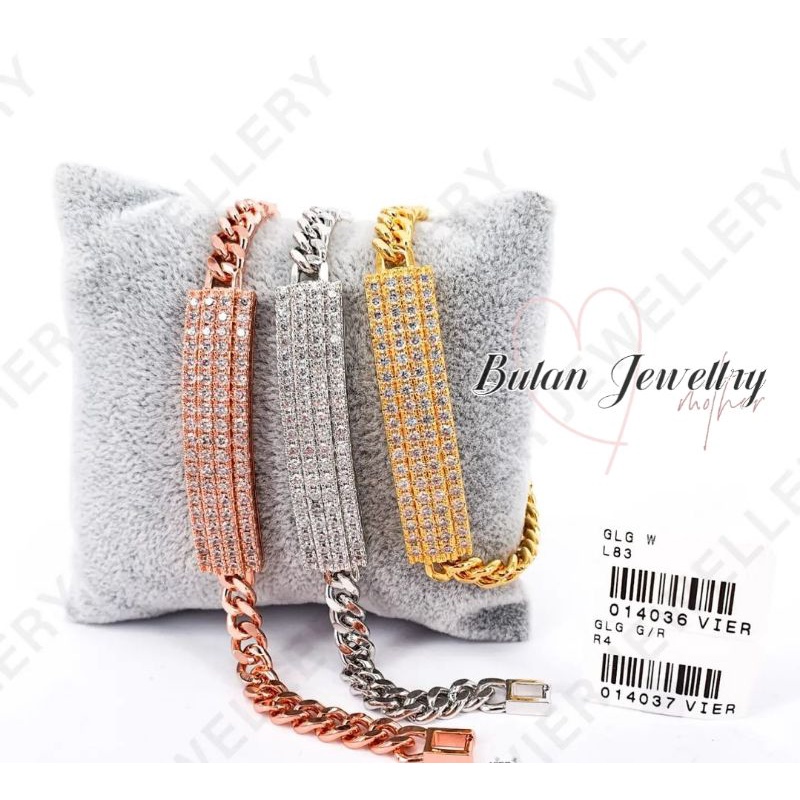 Gelang Rantai Wanita (Vier) Replika Berlian / Lapis Emas
