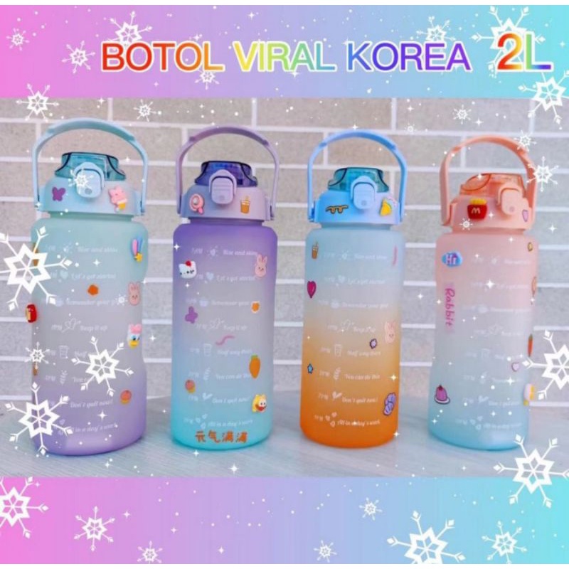 Botol Minum Motivasi 2 Liter - Sticker Ungu 2L