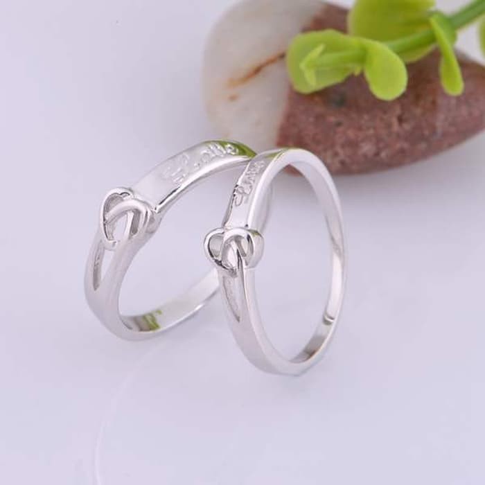 Cincin Couple Pita Hati Platinum Plated Murah New