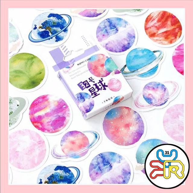 

45Pcs Stiker Kertas Gambar Planet Lucu untuk Scrapbook DIY