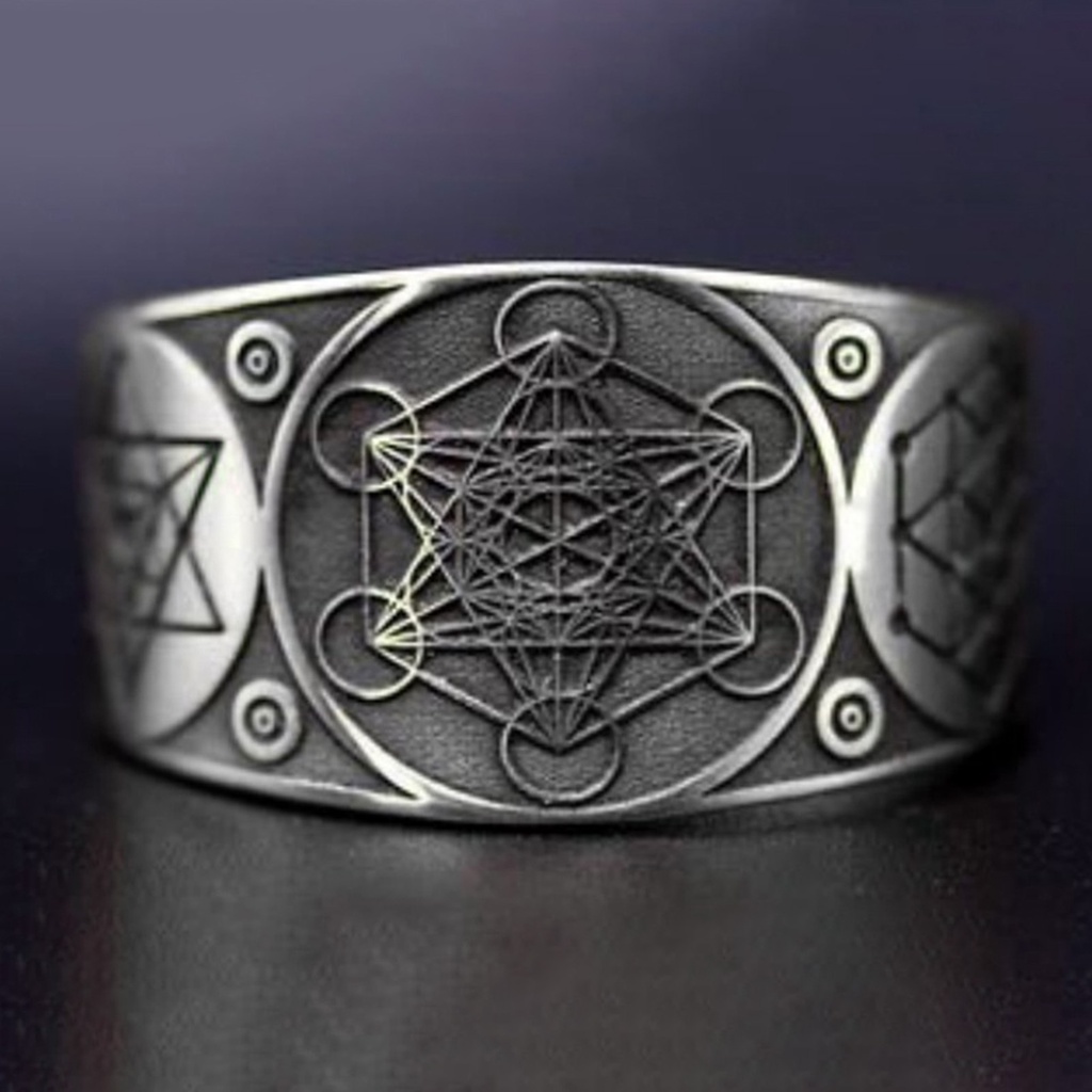 Hu Hu Hu Hu Hu Alat Bantu Pasang Kacamata♡ Cincin Model Terbuka Bahan Alloy Desain Hexagram Gaya Vintagepunk Adjustable Untuk Priawanita