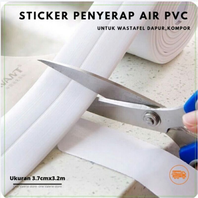 Sticker Tape PVC Perekat Anti Jamur Air Minyak Wastafel Dapur Toilet 3.7CM x 3.2M Putih