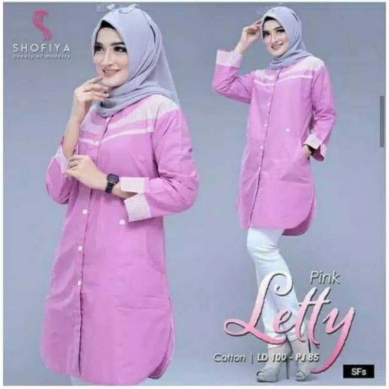 [Bisa COD] Baju Atasan Muslim Wanita Tunik Letty Terbaru Baju Atasan Muslim Wanita Kekinian Untuk Hari Lebaran