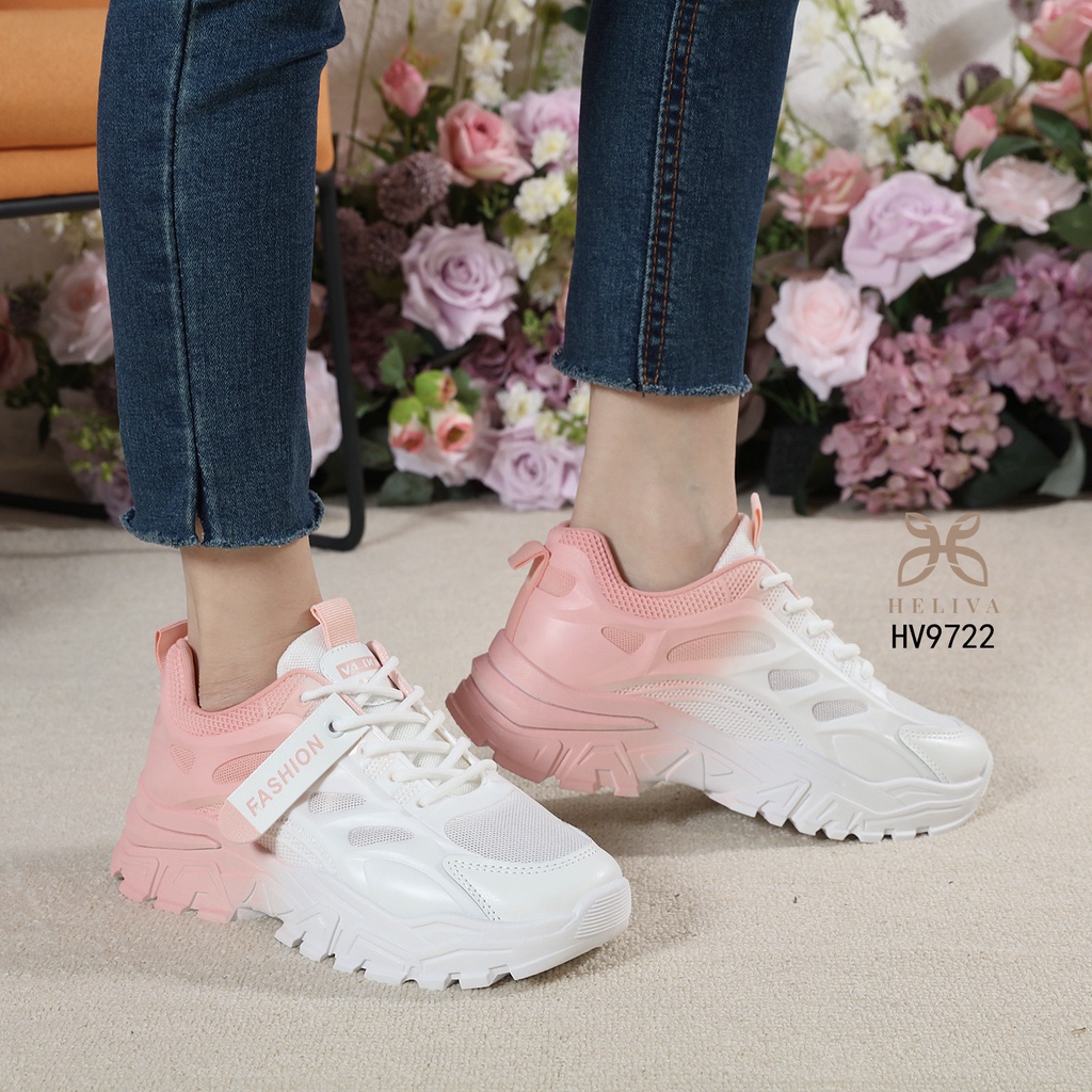 HELIVA ARABEL Sepatu Sneaker Tali Sol 5cm Sport Bahan Kulit HV9722 Original Brand