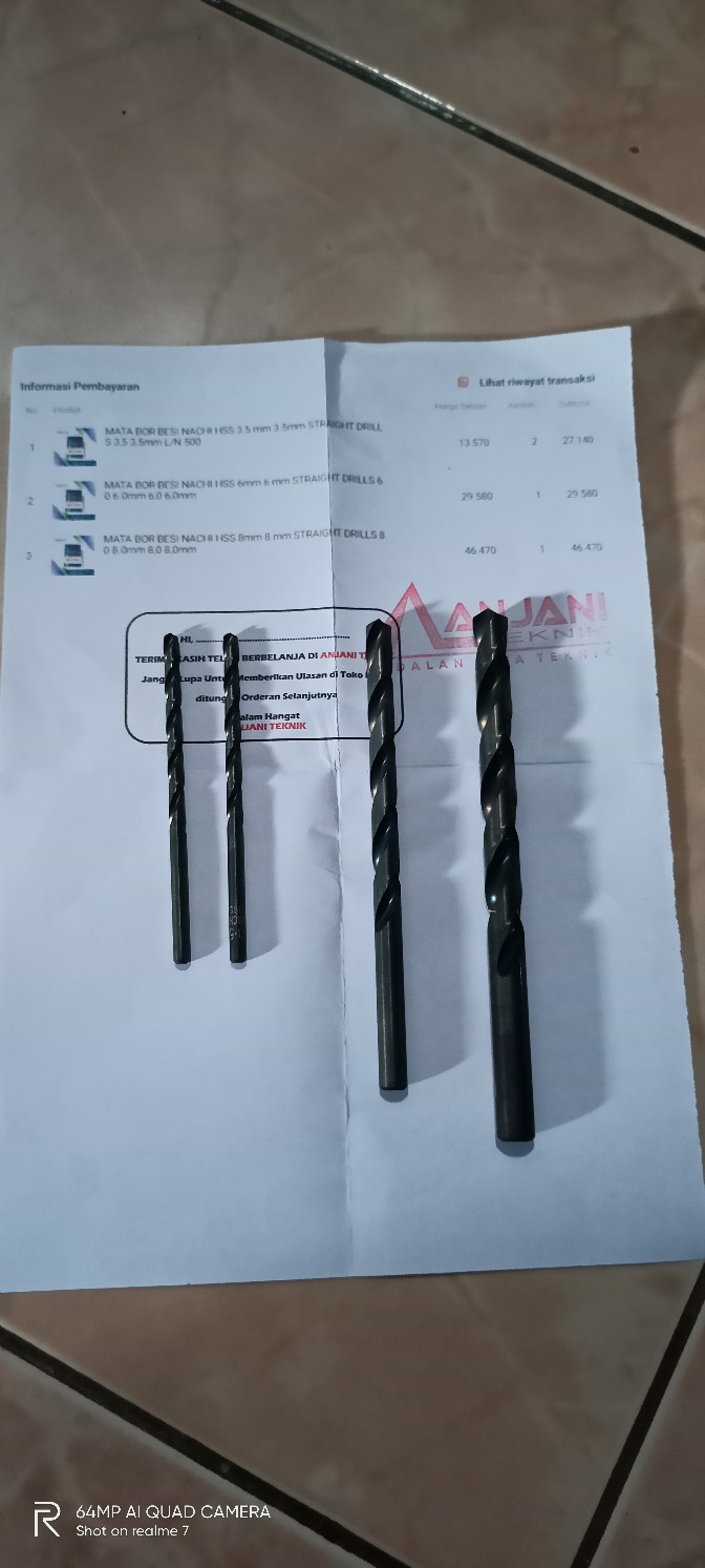 Mata Bor Besi Nachi Hss 8mm 8 Mm Straight Drills 8.0 8.0mm 8,0 8,0mm