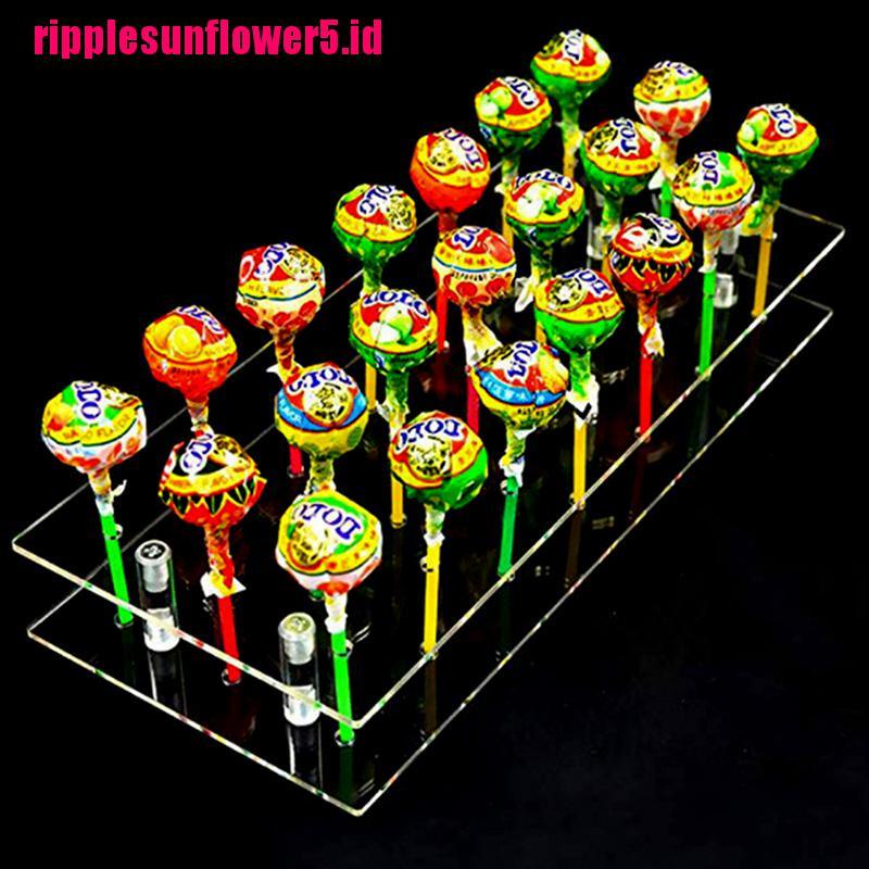 Stand Holder Display Permen Lolipop Bahan Akrilik Dengan 21 Lubang