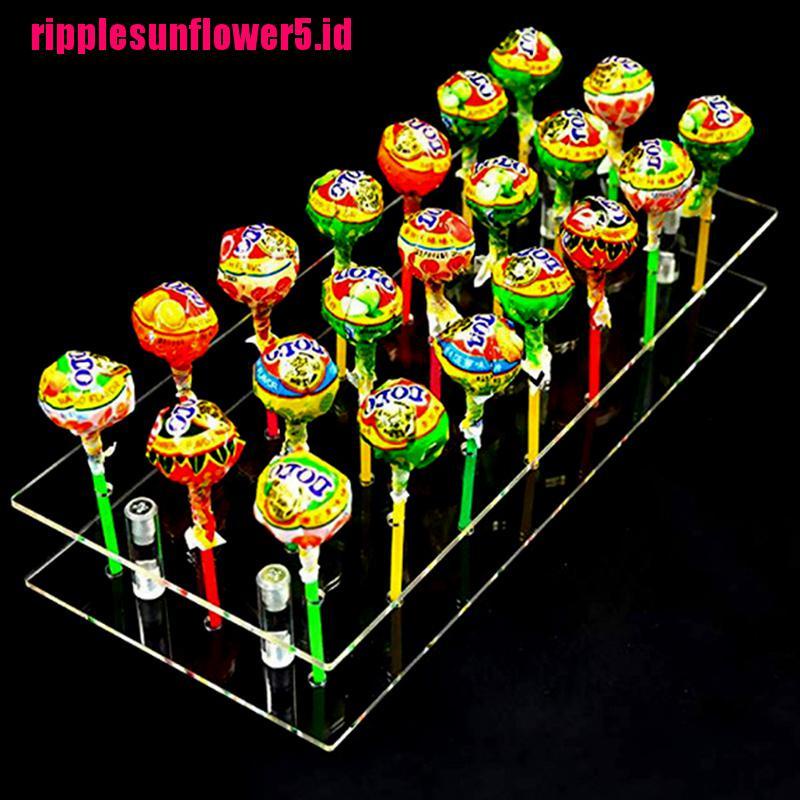 Stand Holder Display Permen Lolipop Bahan Akrilik Dengan 21 Lubang