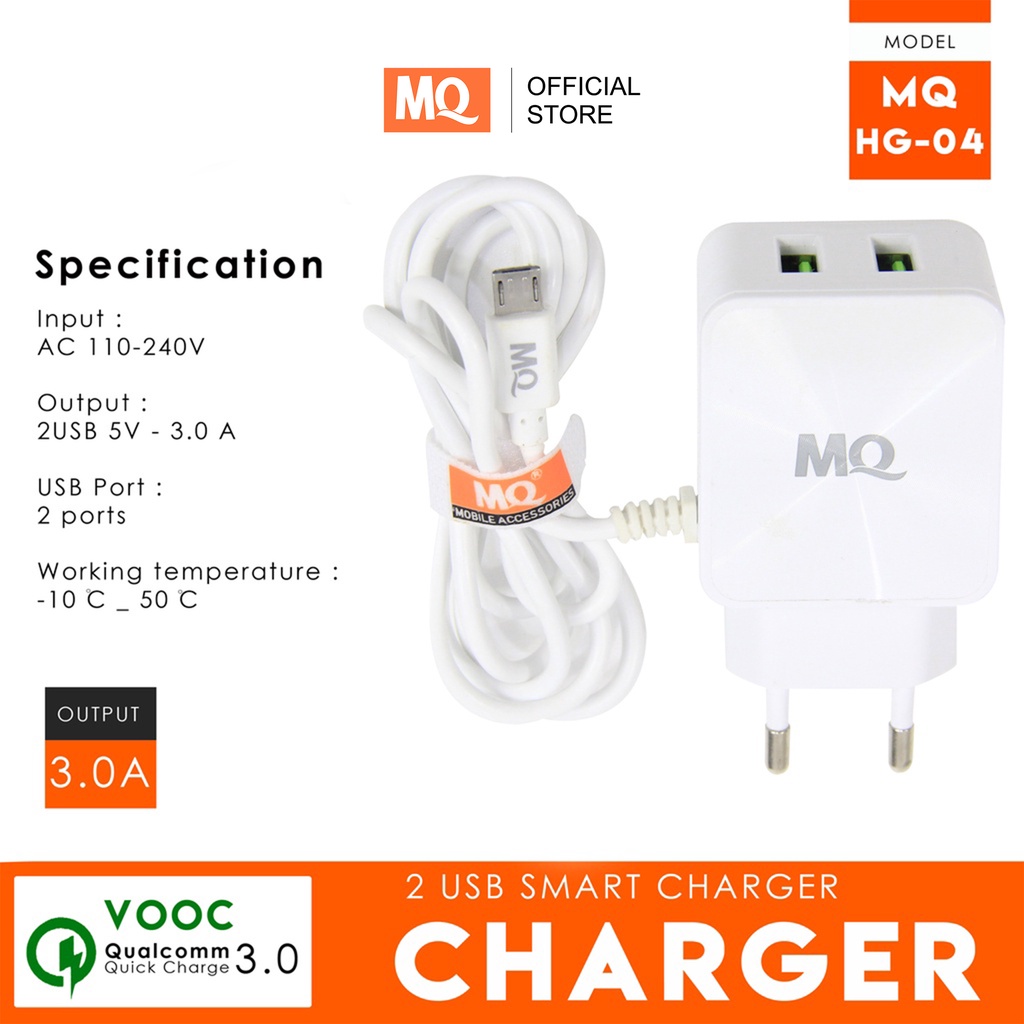 MQ Charger Fast Charging Kabel Micro Original Casan Quick Charge HG04 - Garansi 1 Tahun