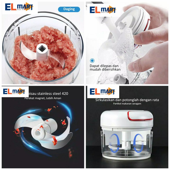 Elmart Mini Chopper Blender Penggiling Bumbu Daging Tarik Manual