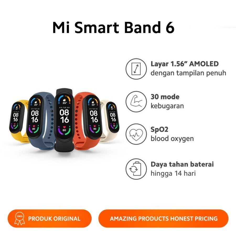 Xiaomi Mi Smart Band 6 Layar 1,56 Amoled Smartwatch