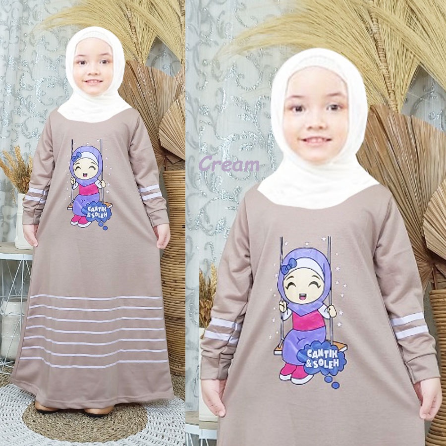 CANTIK &amp; SOLEHA GAMIS DRESS ANAK 2-12tahun CARLINA