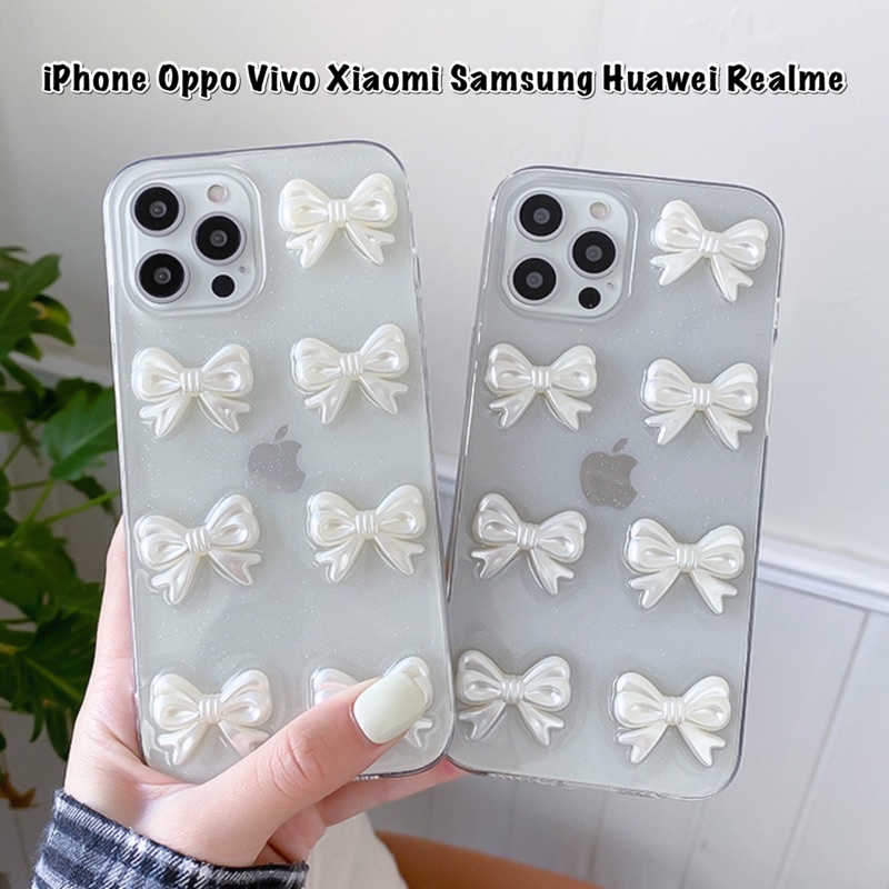 White Ribbon Case Oppo F9 A7 A3S A5S A95 A76 A96 A55 A54 A15 A15S A74 A33 A53 4G 5G RENO 7 7Z 6 5 4 3 2 2F 5F