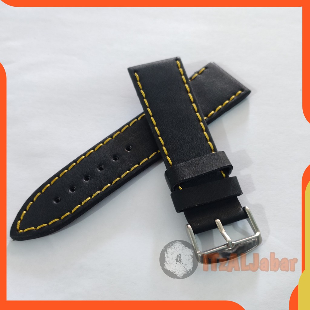 Tali jam tangan Kulit 24mm Hitam kulit jeruk 24mm