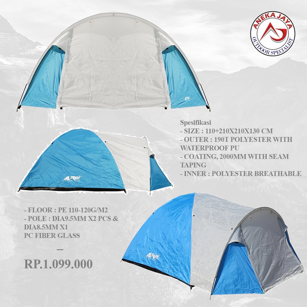 TENDA AREI GUNTUR KAPASITAS 4 ORANG TENDA MENDAKI OUTDOOR DOUBLE LAYER