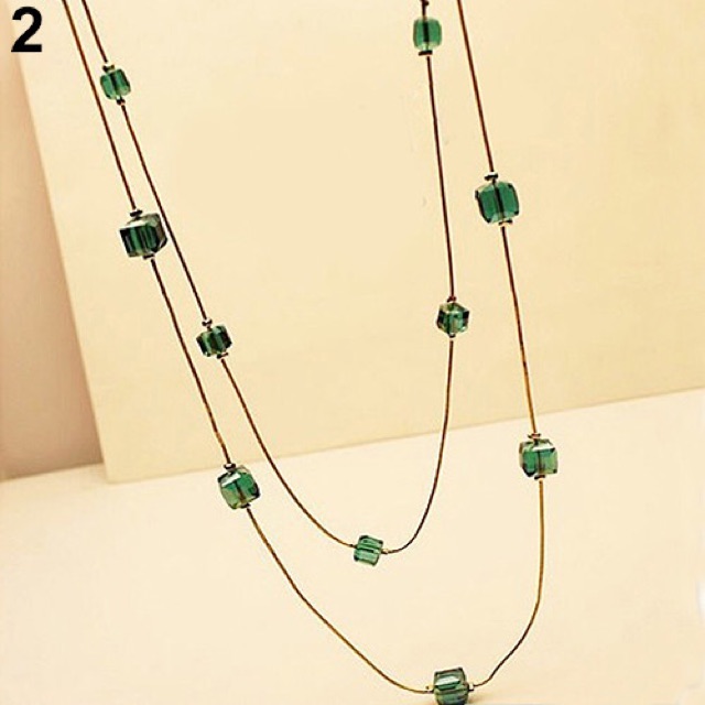 Multi Layer Necklace Beads Rhinestone Kalung Multilayer Batu Imitasi