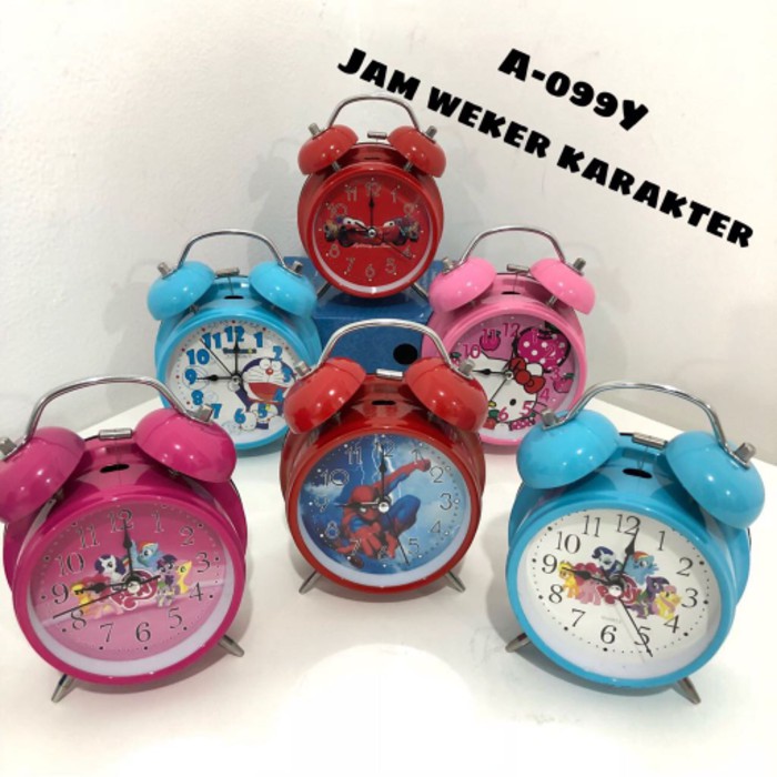 BEKER / WEKER JAM ALARM DORAEMON SPIDERMAN HELLO KITTY CARS - D.667