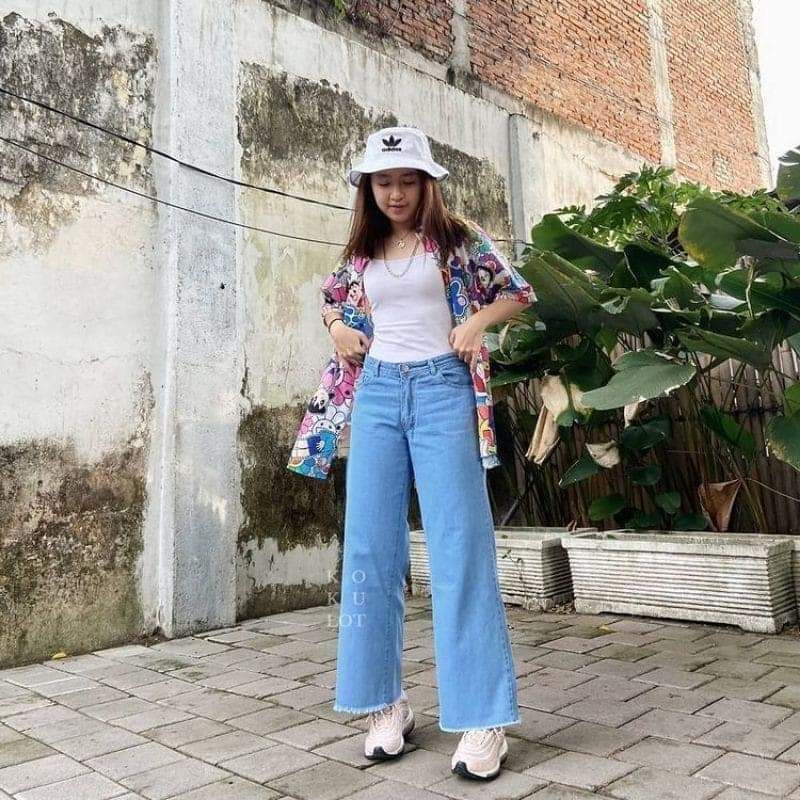 highwaist kulot jeans wanita celana kulot rawis jins cewek kekinian murah celana cutbray wanita