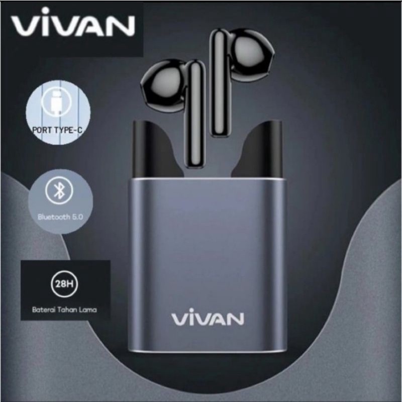 VIVAN LIFE 100 TRUE WIRELESS EARBUDS METALIC BLACK BLUETOOTH 5.0 TWS HEADSET