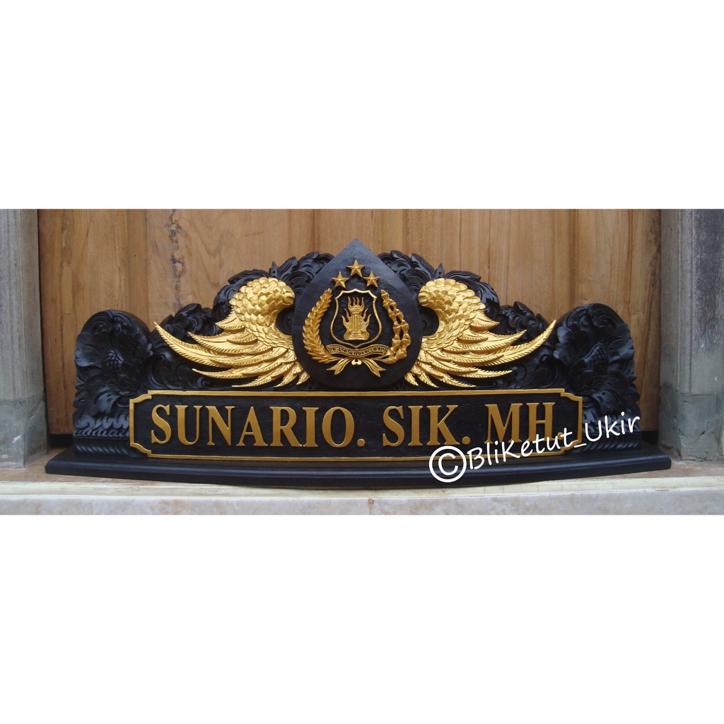 

Papan Nama Meja Ukiran Bali Motif Simbol Instansi 50cm