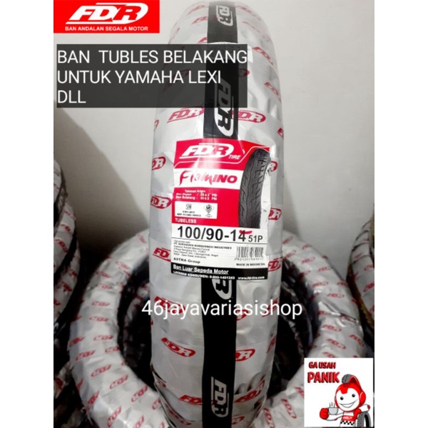 BAN LUAR TUBLES FDR FLEMINO RING 14 UKURAN 100/90-14 BAN BELAKANG YAMAHA LEXI DLL 100 90 14 BAN TUBL
