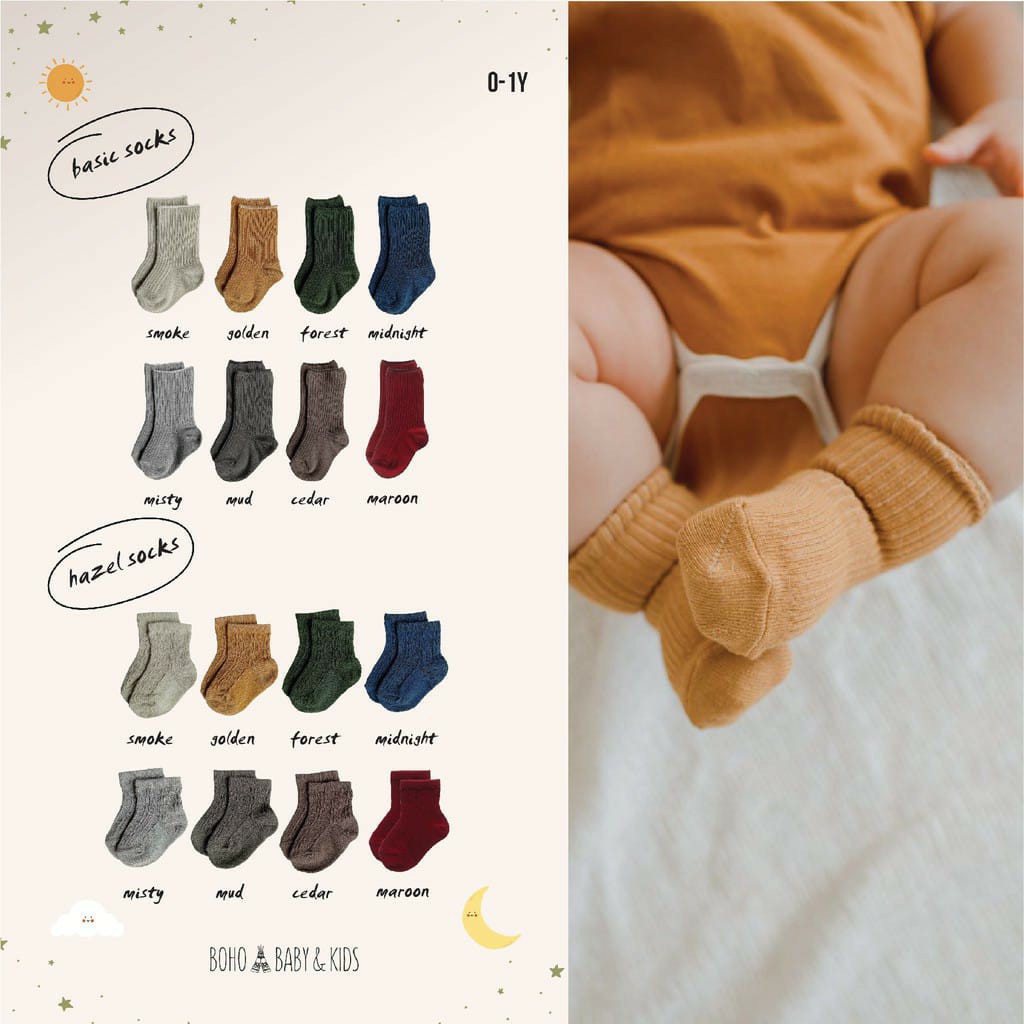 BohoPanna Basic Socks 0-7 Tahun Kaos Kaki Bayi Anak Boho Baby CBKS