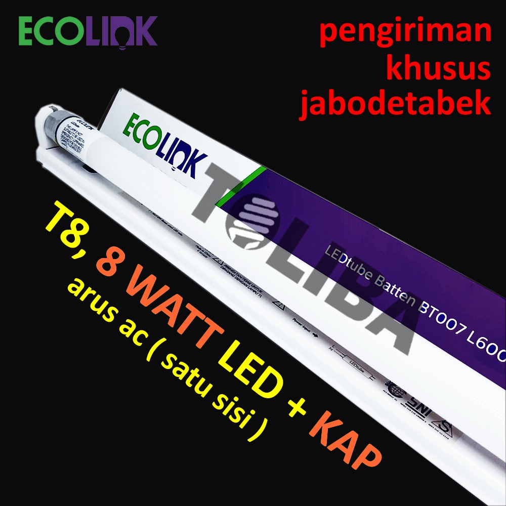 kap lampu led T8 ecolink 60Cm 8w / KAP TL LED 8 Watt lampu tl led sni tl-d led