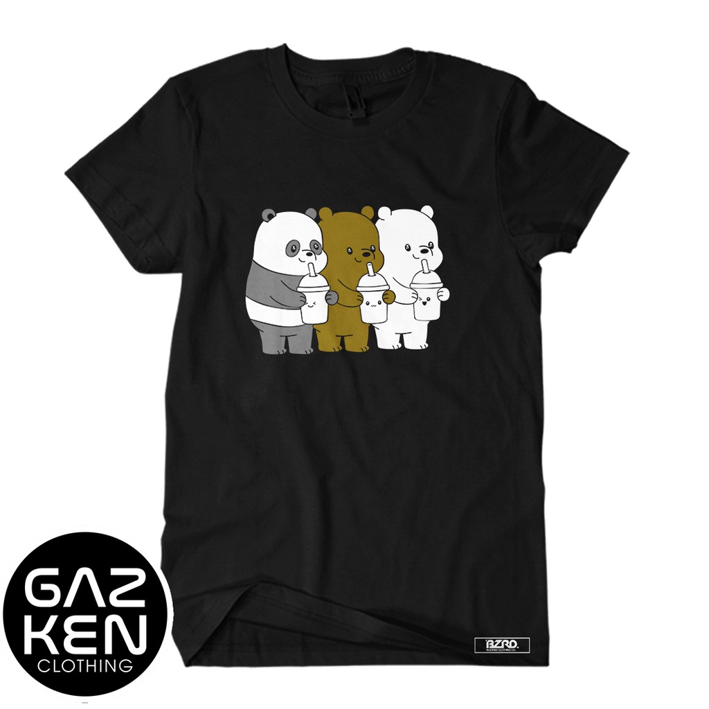 Kaos Lucu We Bare Bears 02 Drink Boba Baju Dewasa Remaja Bahan Combed 30s