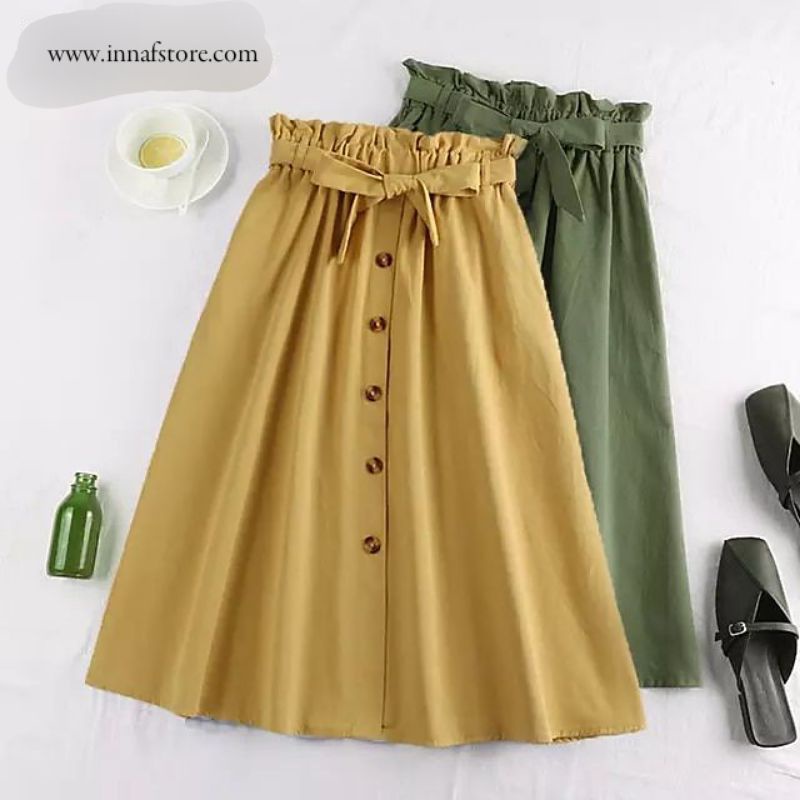 ROK MIDI KOREAN STYLE ROK KATUN MIDI CASUAL