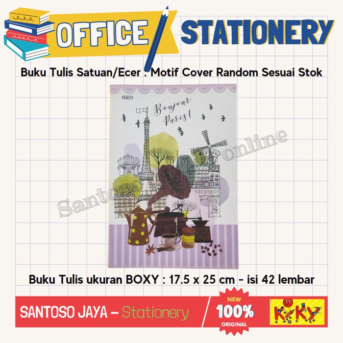 

Buku Tulis Boxy KIKY 42 Lembar B5 Warna - Polos 17.5x25 cm SATUAN/ECER