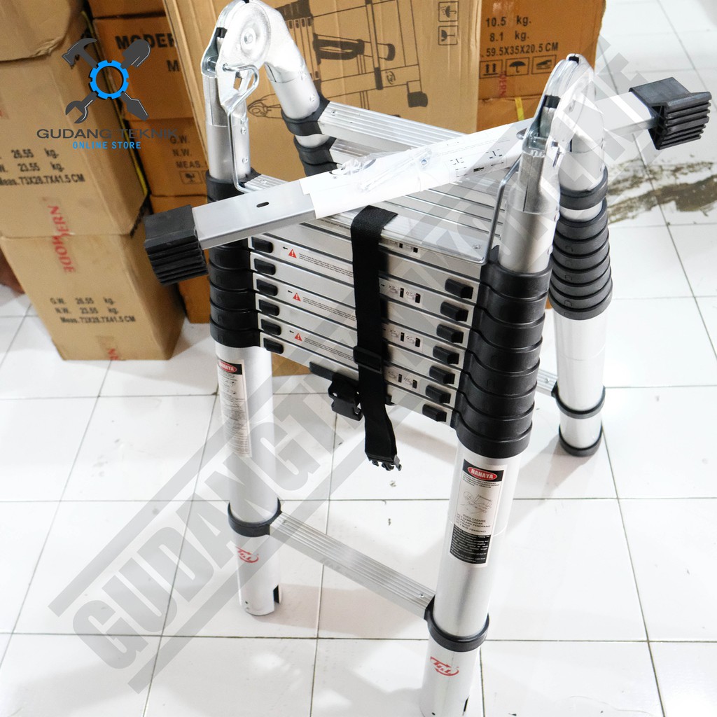 Tangga Lipat Teleskopik Type A 7.2M HNL H&amp;L HL Double Aluminium / Tangga Telescopic Ladder I 7,2 Meter