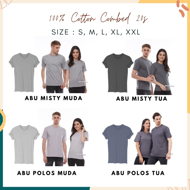 [LANGSUNG DARI PABRIK] Kaos Polos COTTON COMBED 20s Lengan Pendek UNISEX SIZE S-XXL