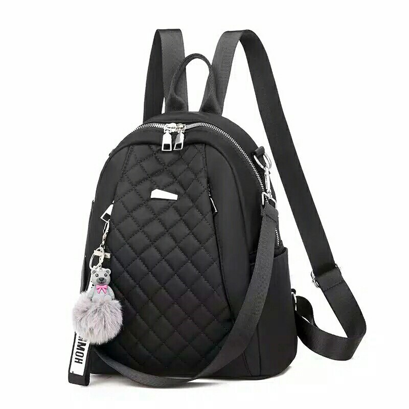 Tas Multifungsi wanita Ransel Wanita Backpack Stylish Nilon Glossy Free Gantungan Handmade Bandung