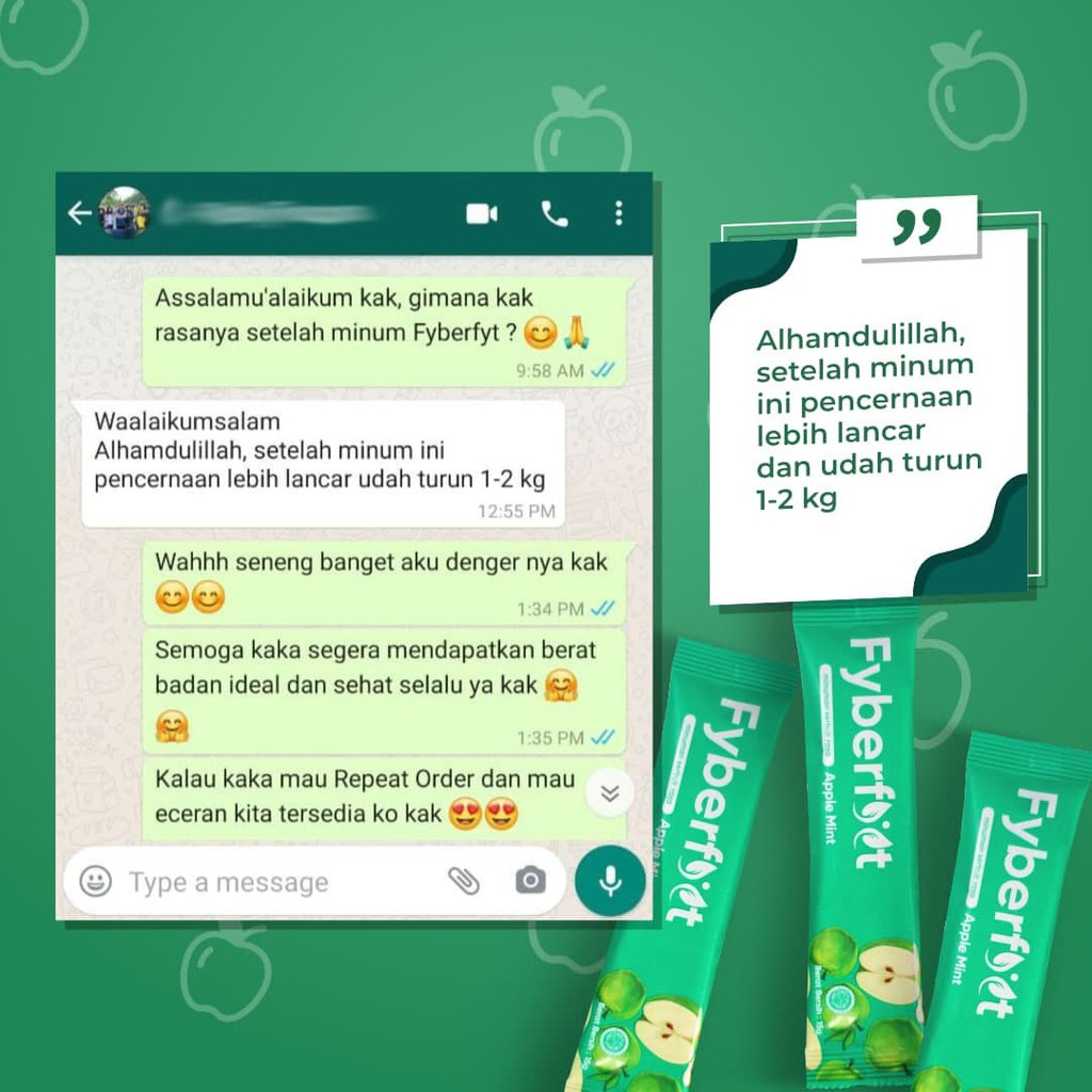 AGEN RESMI -  SACHET Fyberfyt Minuman Diet Serat Fiber Slim Suplemen Detox Pelangsing Penurun Berat