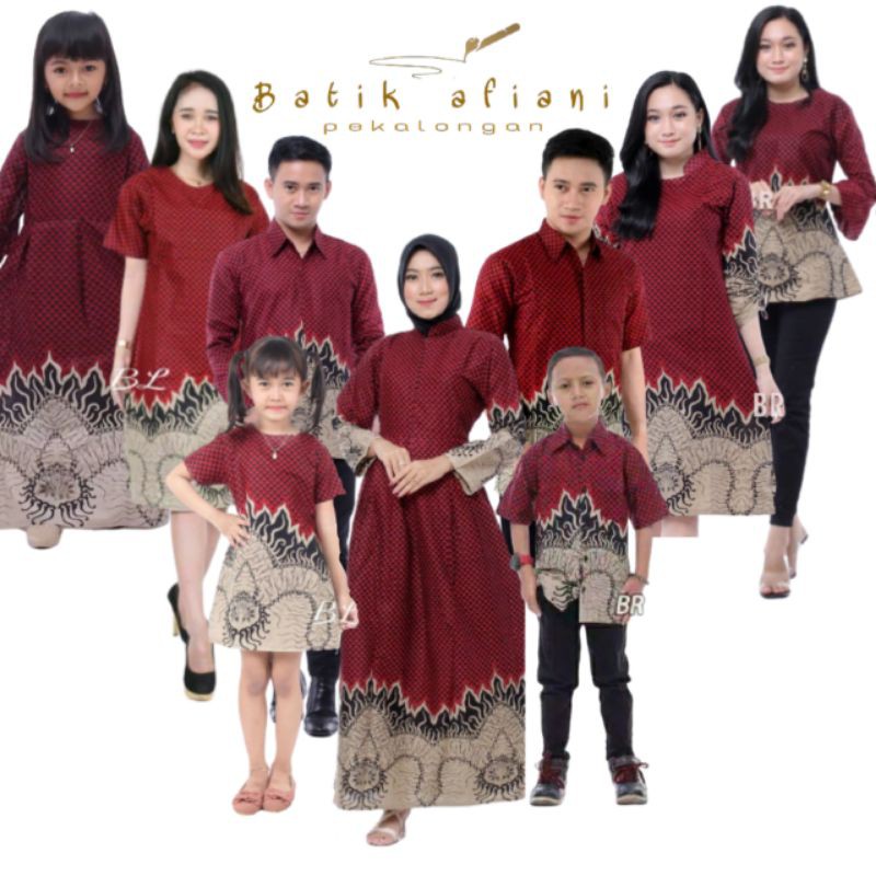 BATIK COUPLE KELUARGA sania ruffle ori ndoro jowi dnt motif Bara api merah