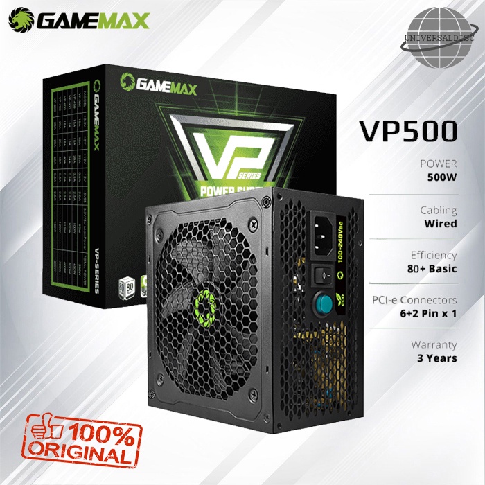 Gamemax Power Supply VP500 500 Watt 80+ EffIciency 80 PLUS PSU VP-500