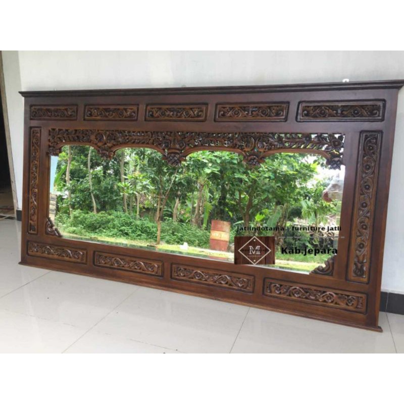 kaca  cermin krepyak ukiran jepara