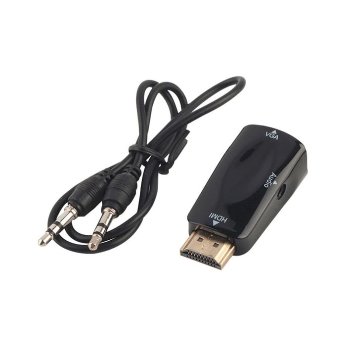 Converter HDMI to VGA with Port Audio - Full HD 1080p (Hitam &amp;Putih)